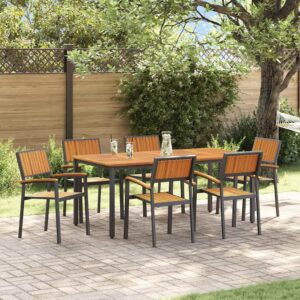 Set da Pranzo per Giardino 7 pcs Nero e marrone