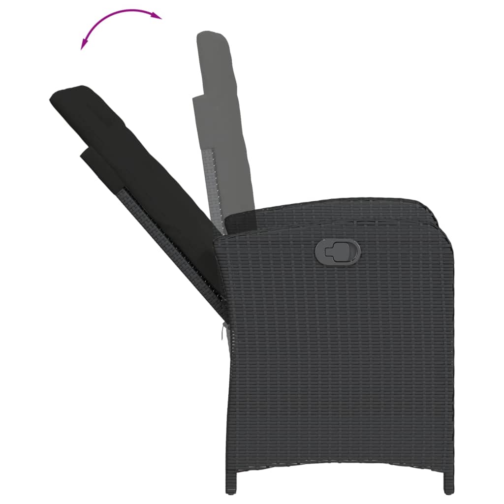 Set da Pranzo da Giardino 5 pz Nero con Cuscini in Polyrattan - immagine 5