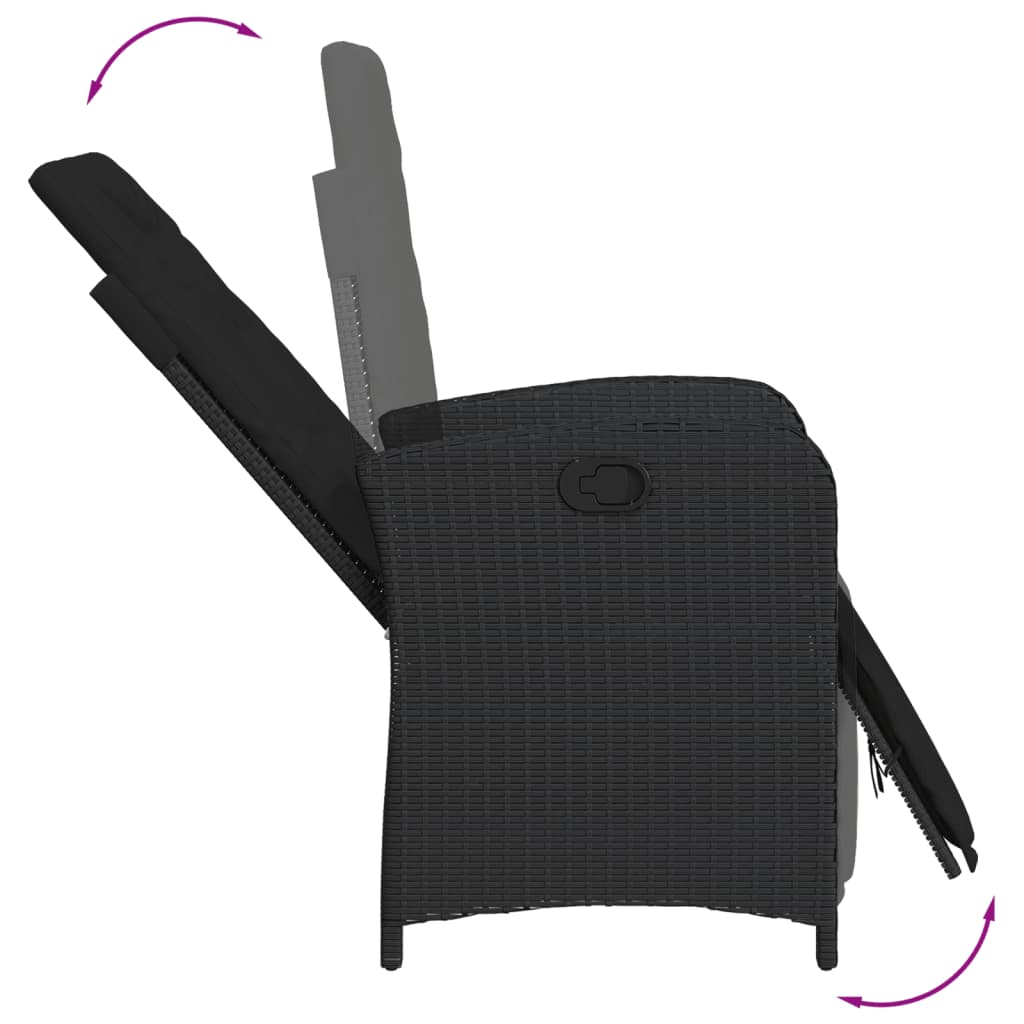 Set da Pranzo da Giardino 5 pz Nero con Cuscini in Polyrattan - immagine 6