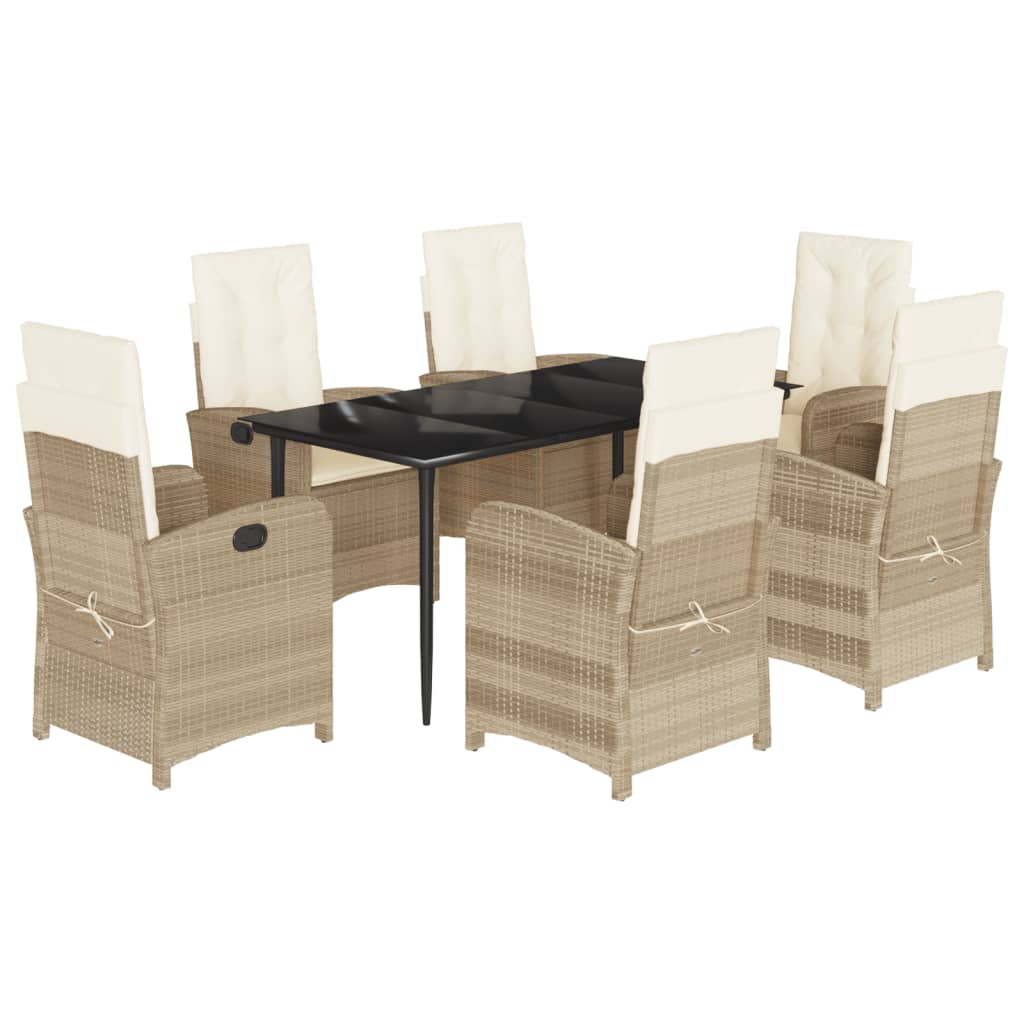Set da Pranzo da Giardino 5 pz con Cuscini Beige in Polyrattan - immagine 2
