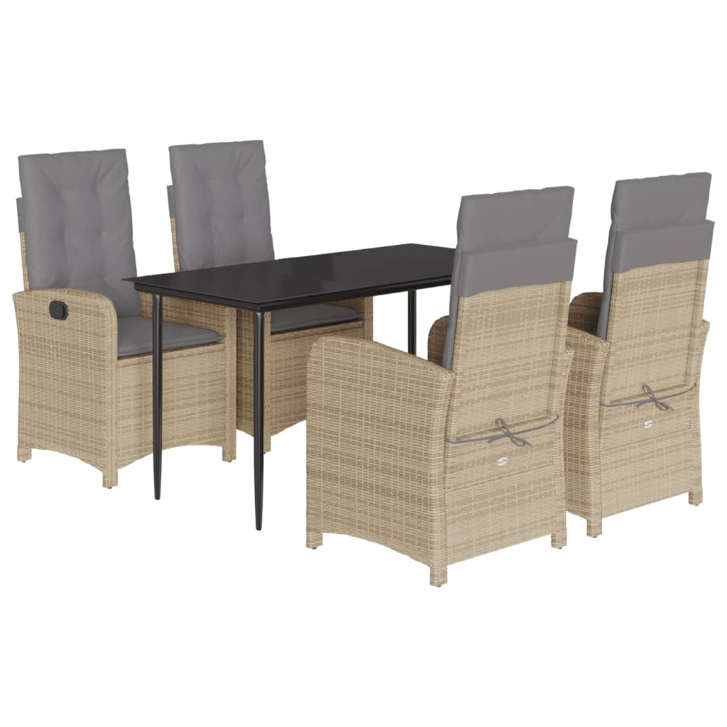 Set Pranzo da Giardino 5 pz con Cuscini Beige Misto Polyrattan - immagine 2
