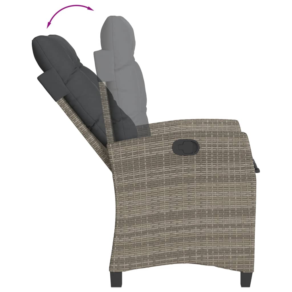 Set da Pranzo da Giardino 9 pz con Cuscini in Polyrattan Grigio - immagine 4