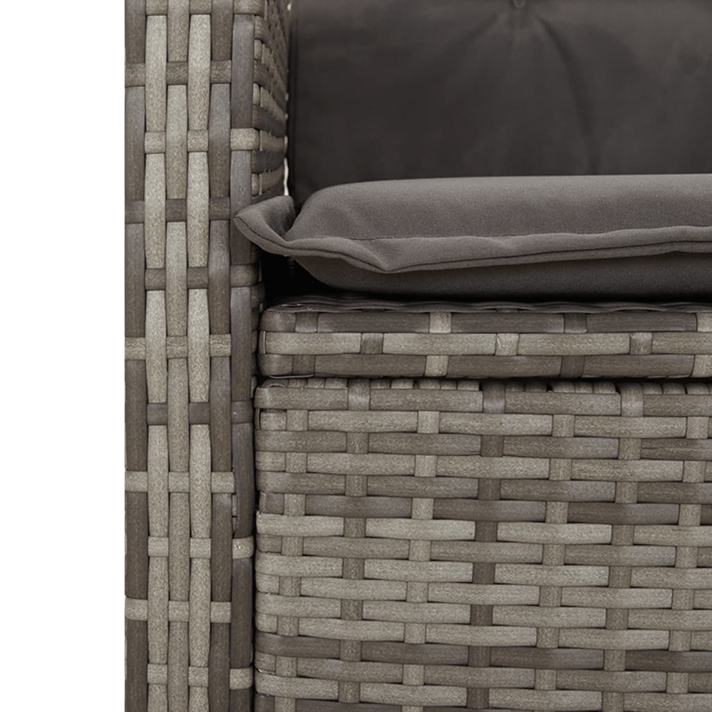 Set da Pranzo da Giardino 9 pz con Cuscini in Polyrattan Grigio - immagine 5