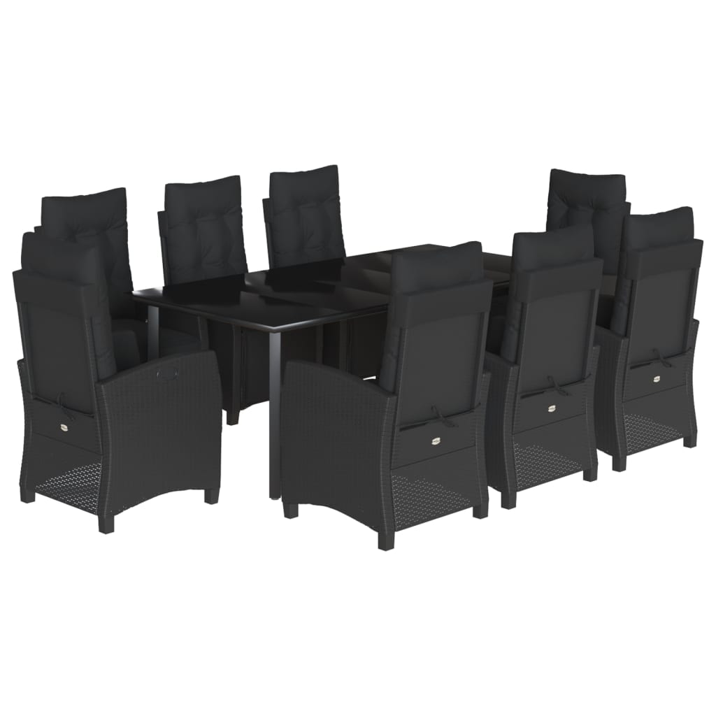 Set da Pranzo da Giardino 5 pz Nero con Cuscini in Polyrattan - immagine 2