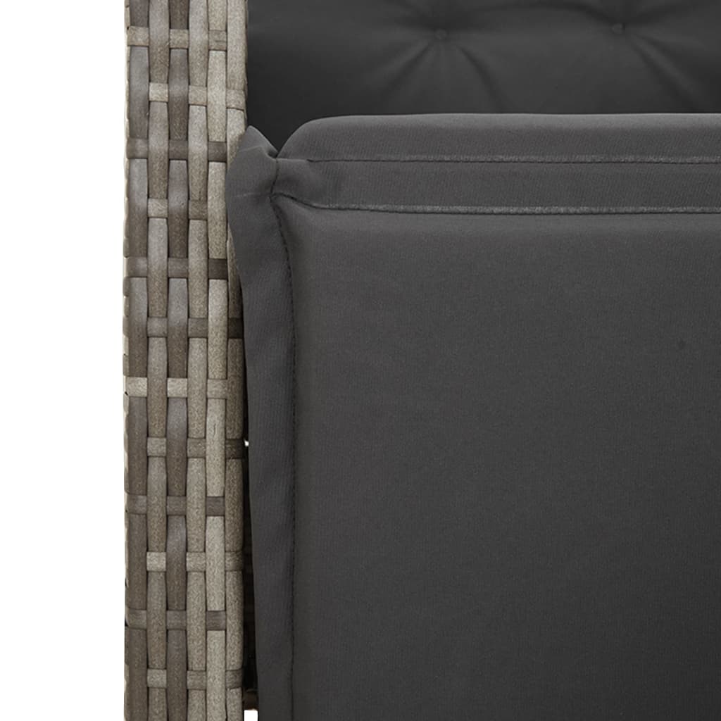 Set da Pranzo da Giardino 9 pz con Cuscini in Polyrattan Grigio - immagine 5