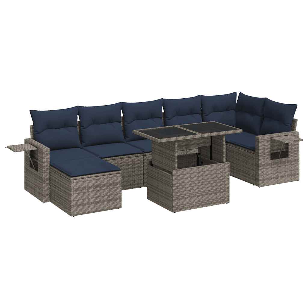 Set Divani Giardino 8 pz con Cuscini Marrone Polyrattan Acacia - immagine 2