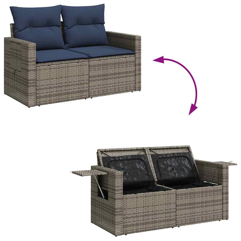 Set Divani Giardino 8 pz con Cuscini Marrone Polyrattan Acacia - immagine 7