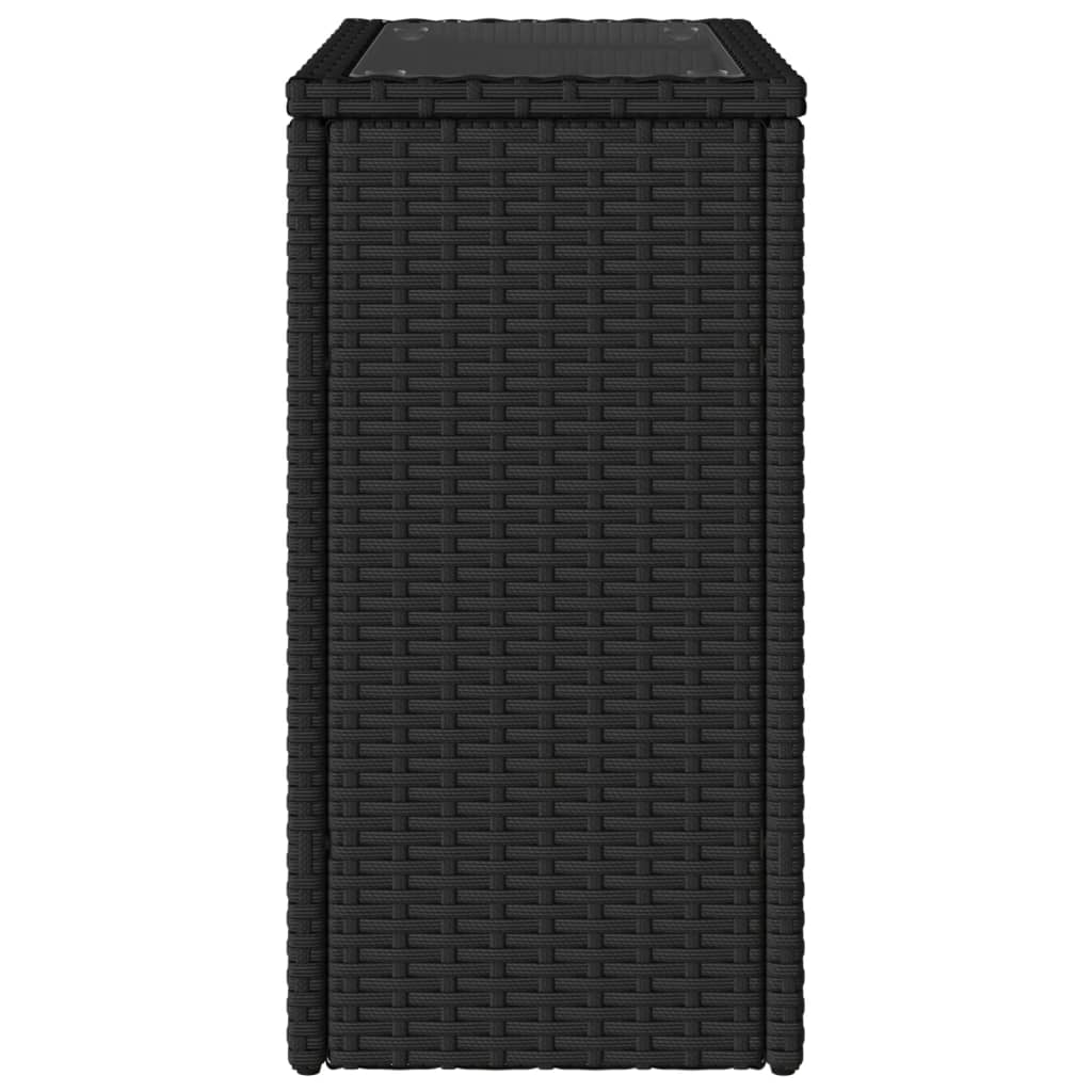 Tavolino da giardino con piano in legno nero 58x27,5x55 cm in polyrattan - immagine 4