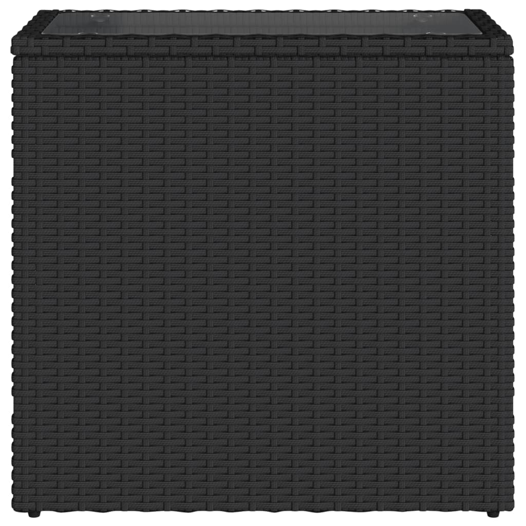 Tavolino da giardino con piano in legno nero 58x27,5x55 cm in polyrattan - immagine 5