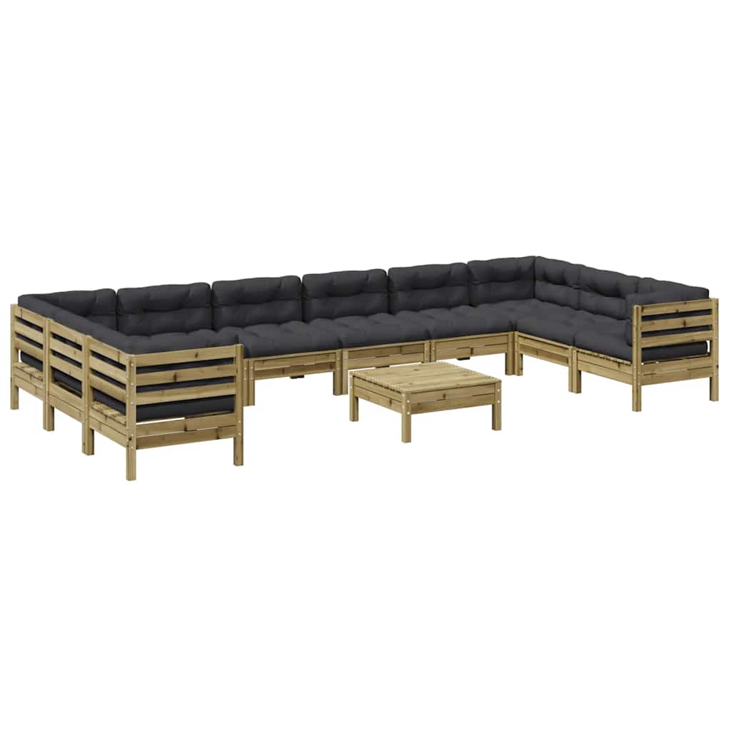 Set Divani Giardino 11 pz con Cuscini Legno Impregnato di Pino - immagine 2