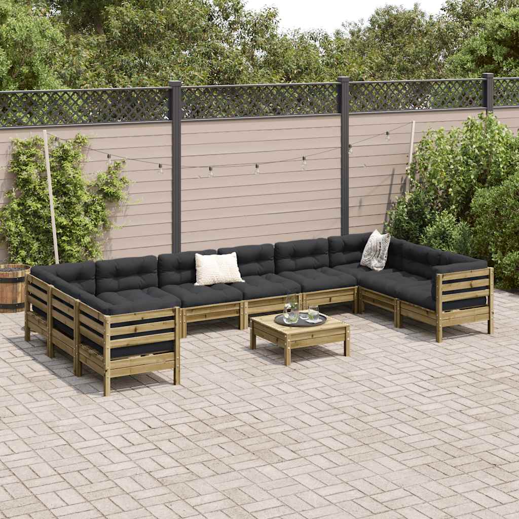 Set Divani Giardino 11 pz con Cuscini Legno Impregnato di Pino - immagine 3