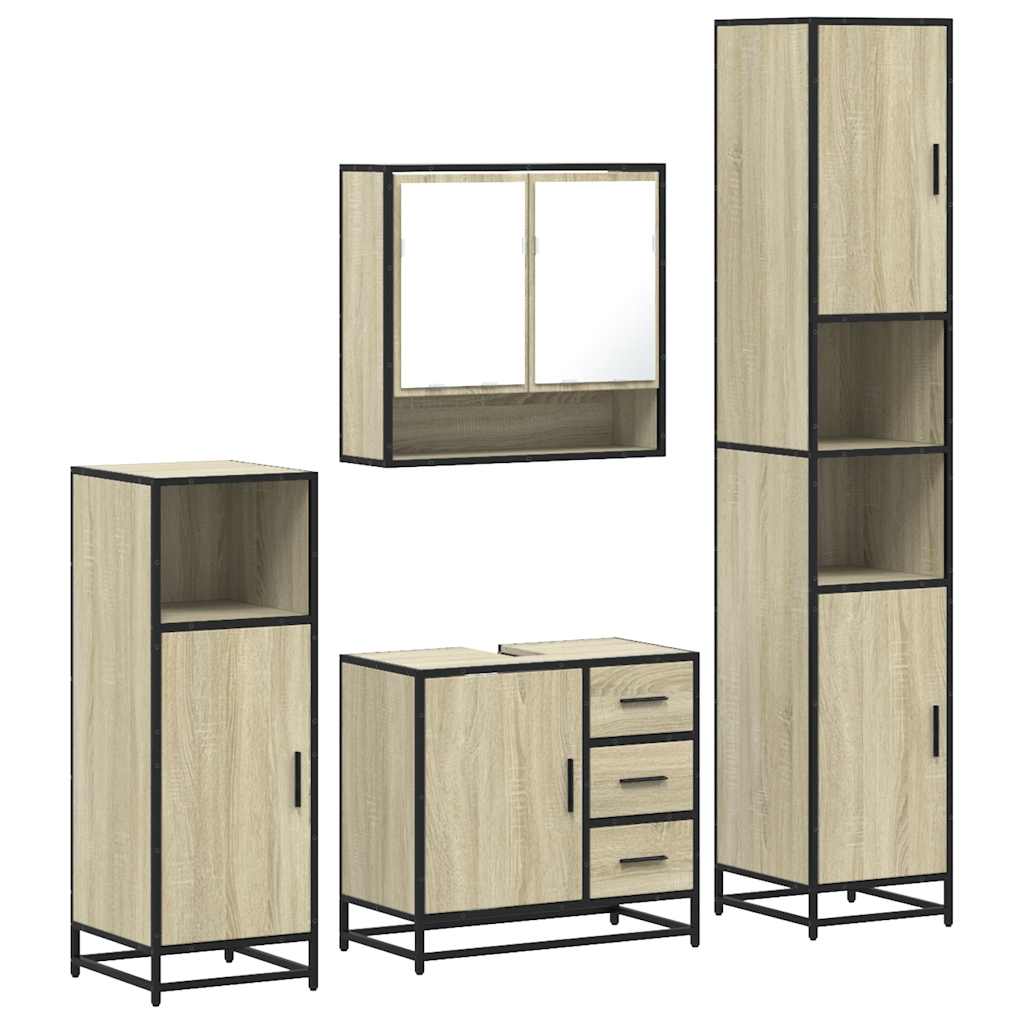 Set di mobili per il bagno 4 pcs Rovere Nero Legno multistrato - immagine 2