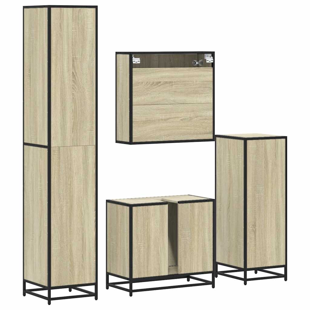 Set di mobili per il bagno 4 pcs Rovere Nero Legno multistrato - immagine 7