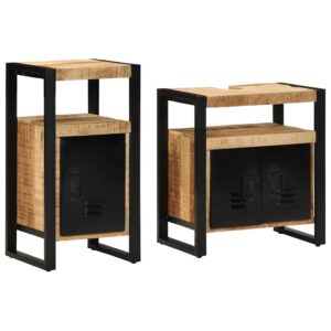 Set di mobili per il bagno 2 pcs Legno di mango solido e grezzo