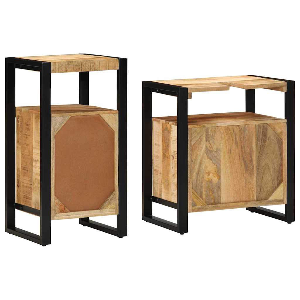 Set di mobili per il bagno 2 pcs Legno di mango solido e grezzo - immagine 8