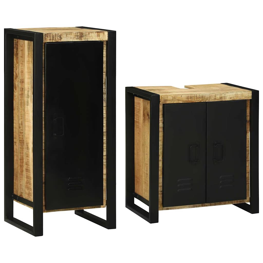 Set di mobili per il bagno 2 pcs Legno di Mango Massello - immagine 2