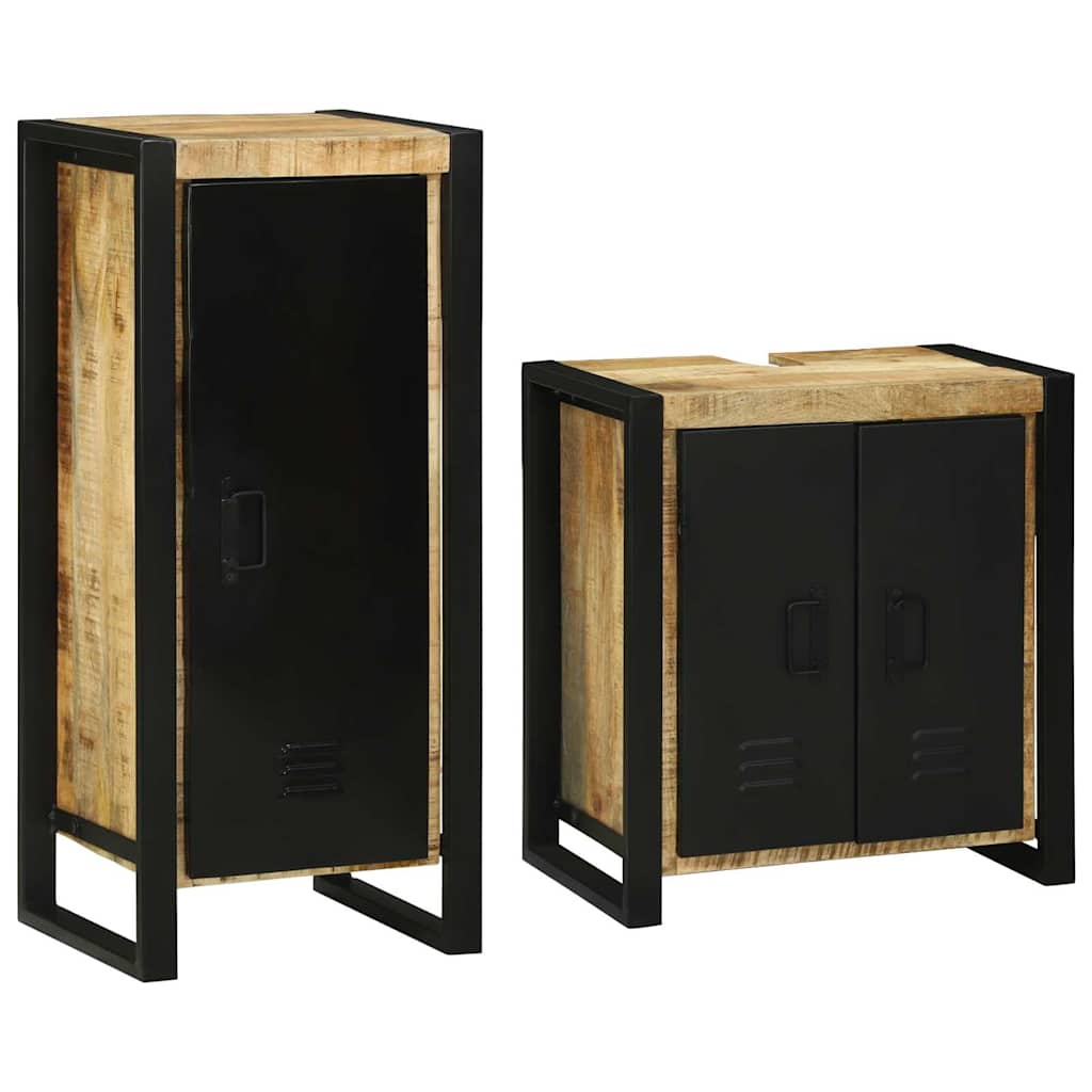 Set di mobili per il bagno 2 pcs Legno di Mango Massello - immagine 3