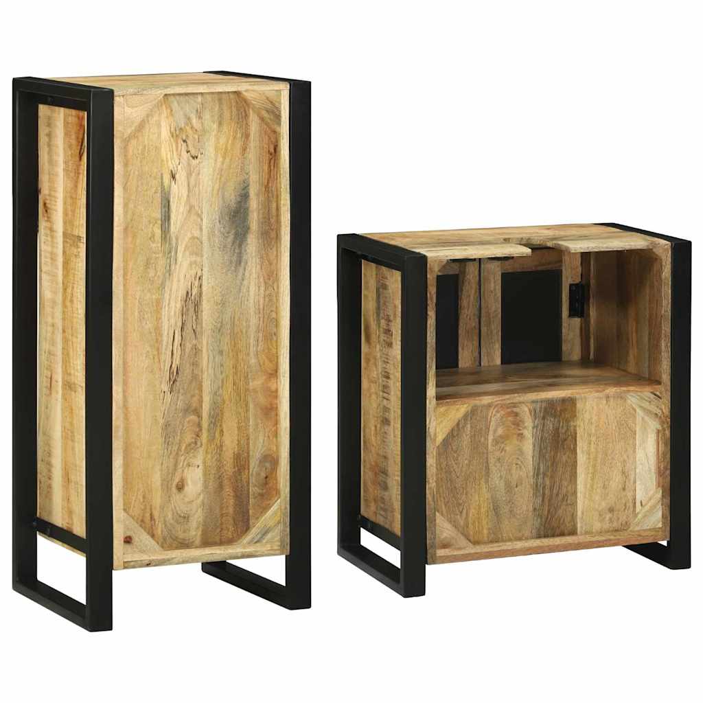 Set di mobili per il bagno 2 pcs Legno di Mango Massello - immagine 8