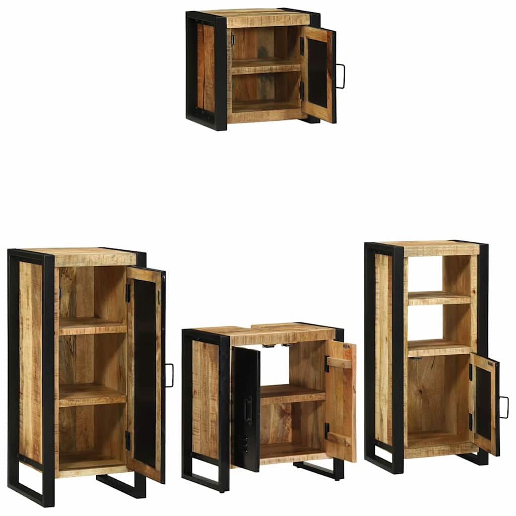 Set di mobili per il bagno 4 pcs Legno di mango massello - immagine 3