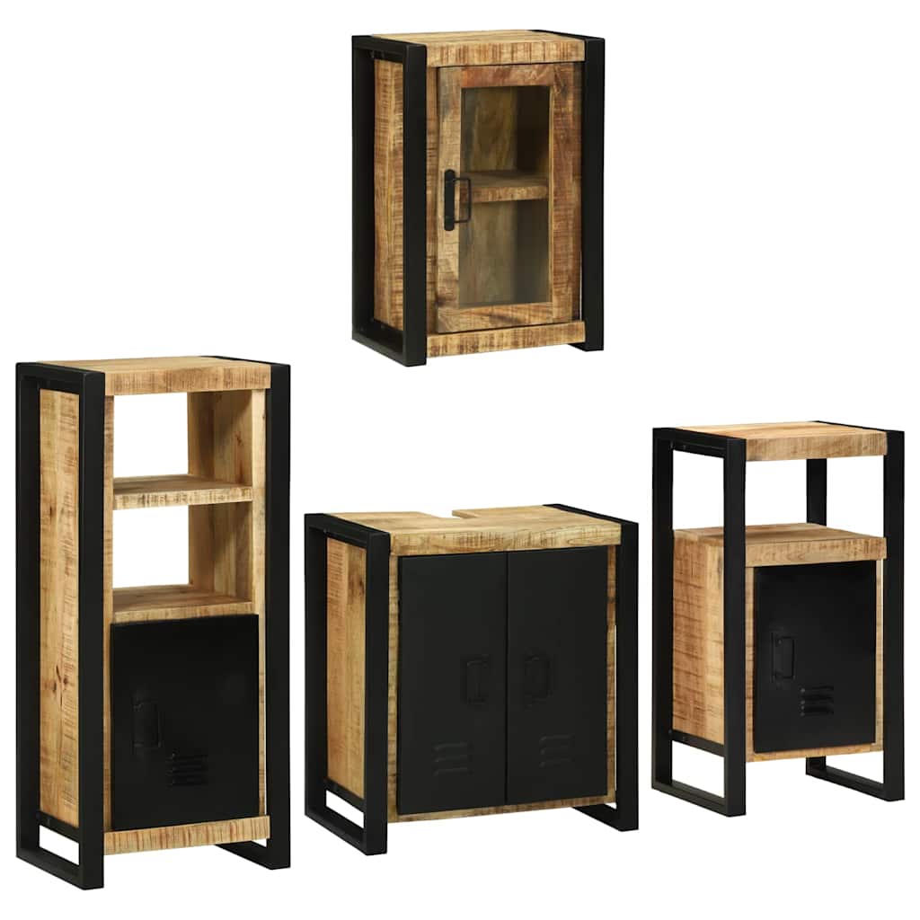 Set di mobili per il bagno 4 pcs Legno di mango massello - immagine 3