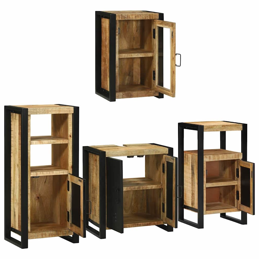 Set di mobili per il bagno 4 pcs Legno di mango massello - immagine 4