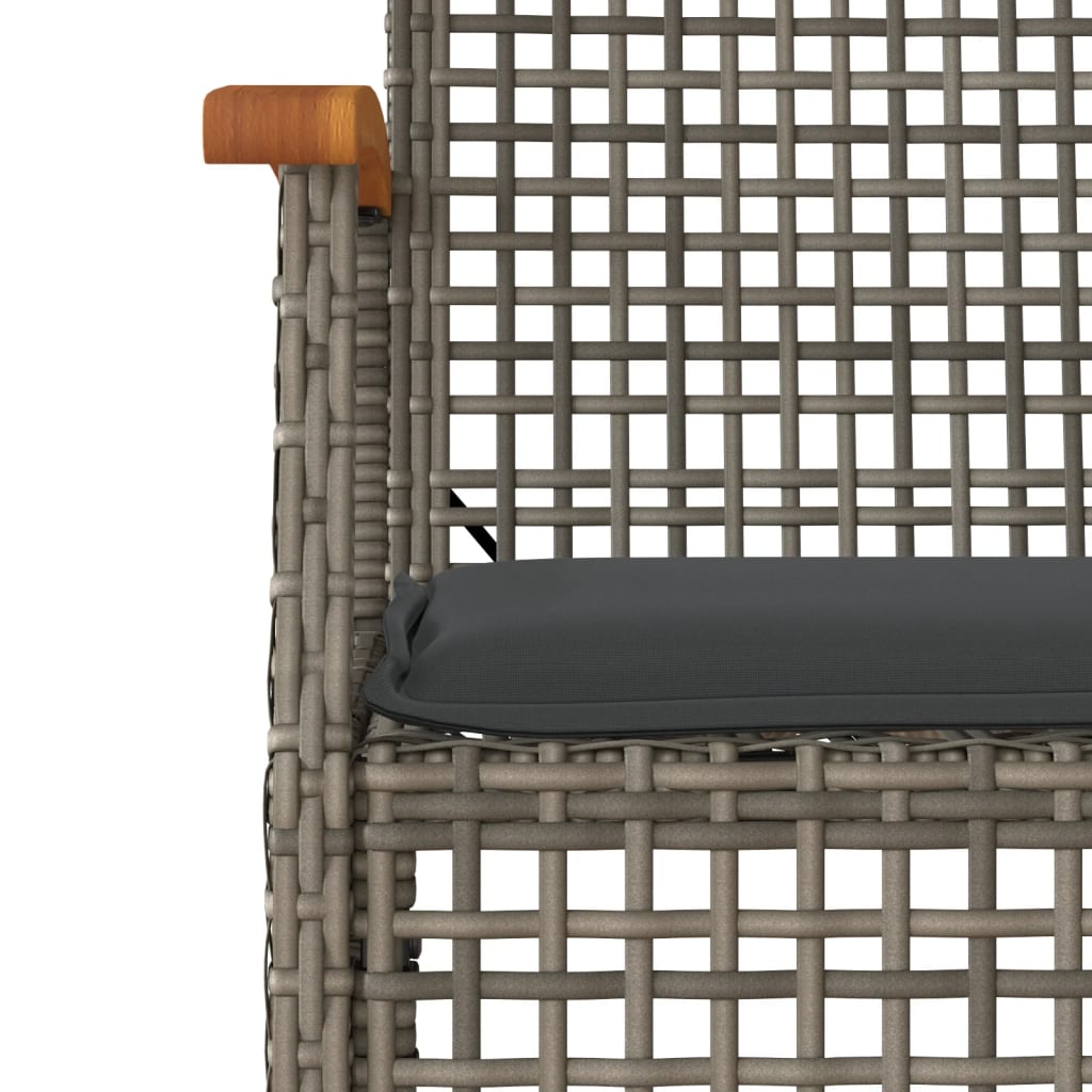 Set da Pranzo da Giardino 5 pz con Cuscini in Polyrattan Grigio - immagine 4