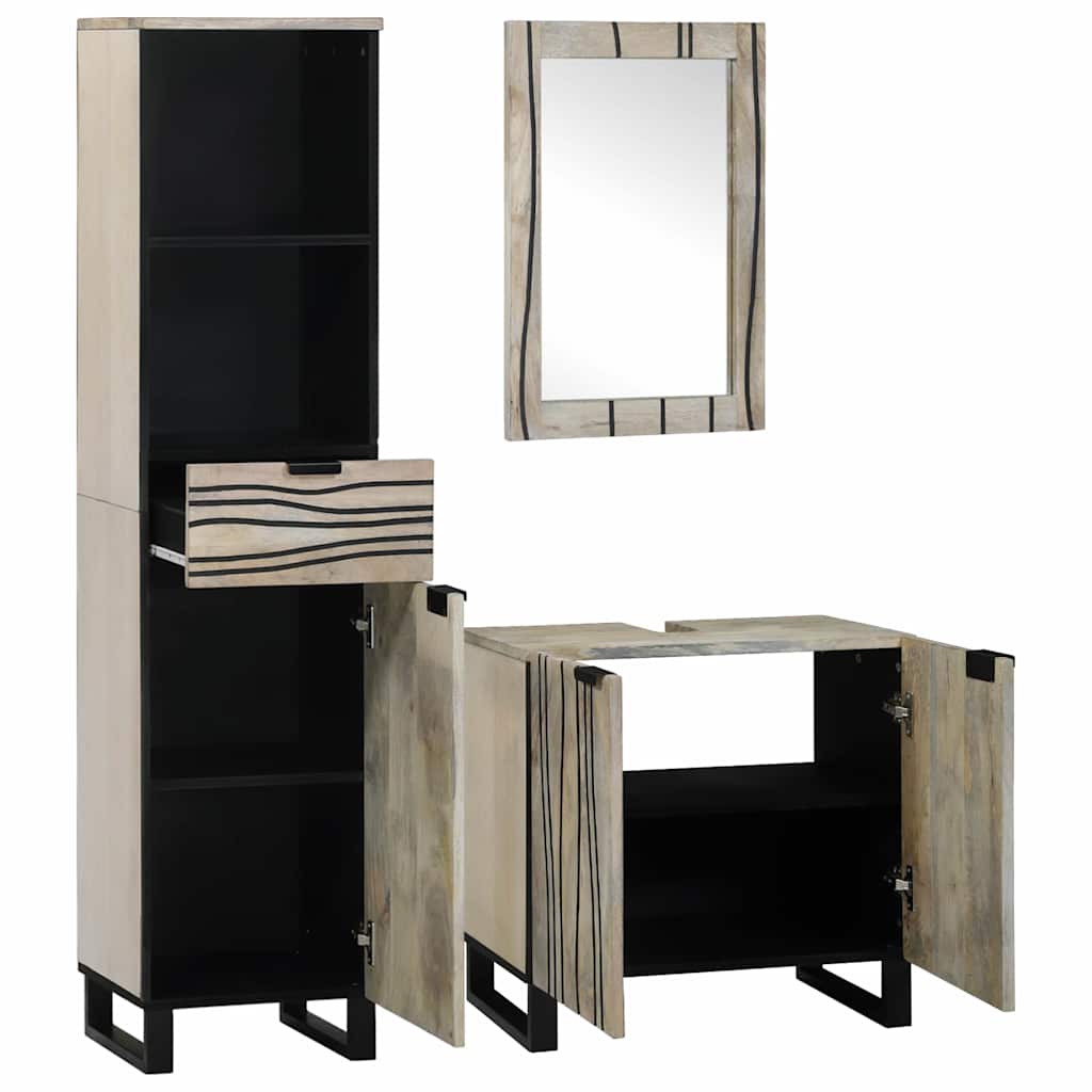 Set di mobili per il bagno 3 pcs Bianco 38 x 33 x 160 cm - immagine 2