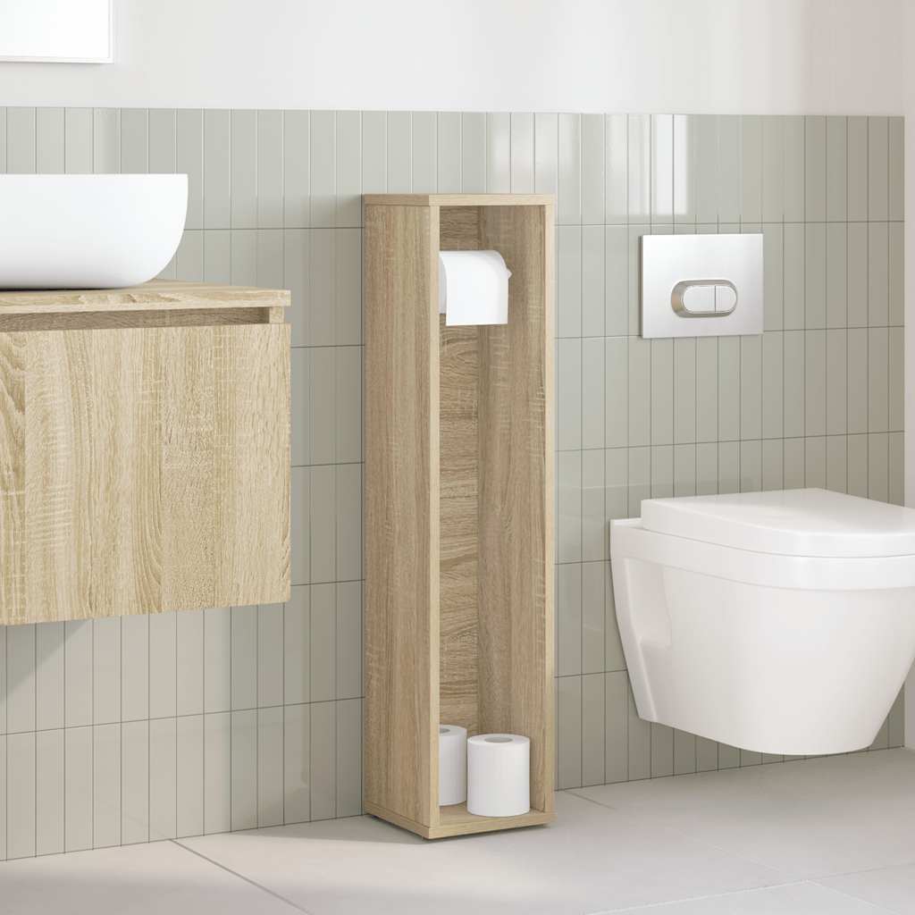 Mobile da Bagno con Portarotolo Rovere Sonoma 20,5x20x90 cm - immagine 3