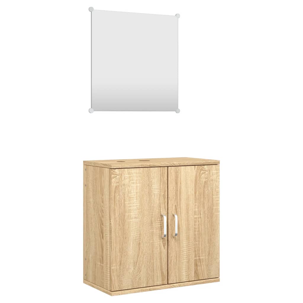 Set Mobili da Bagno 2 pz Rovere in Legno Multistrato - immagine 2