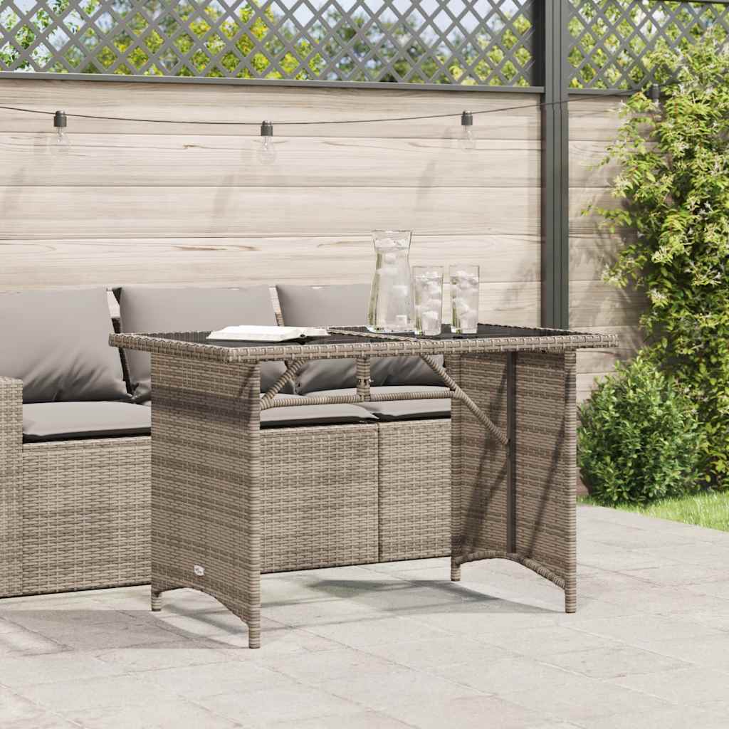 Tavolo Giardino Piano in Vetro Marrone 110x68x70 cm Polyrattan - immagine 3