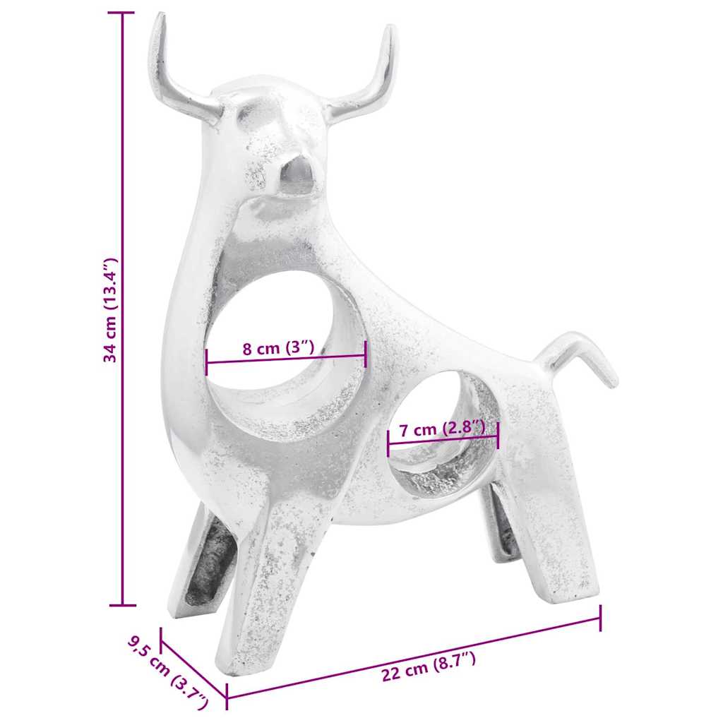 Scultura di toro Argento 22 x 9.5 x 34 cm Alluminio - immagine 9