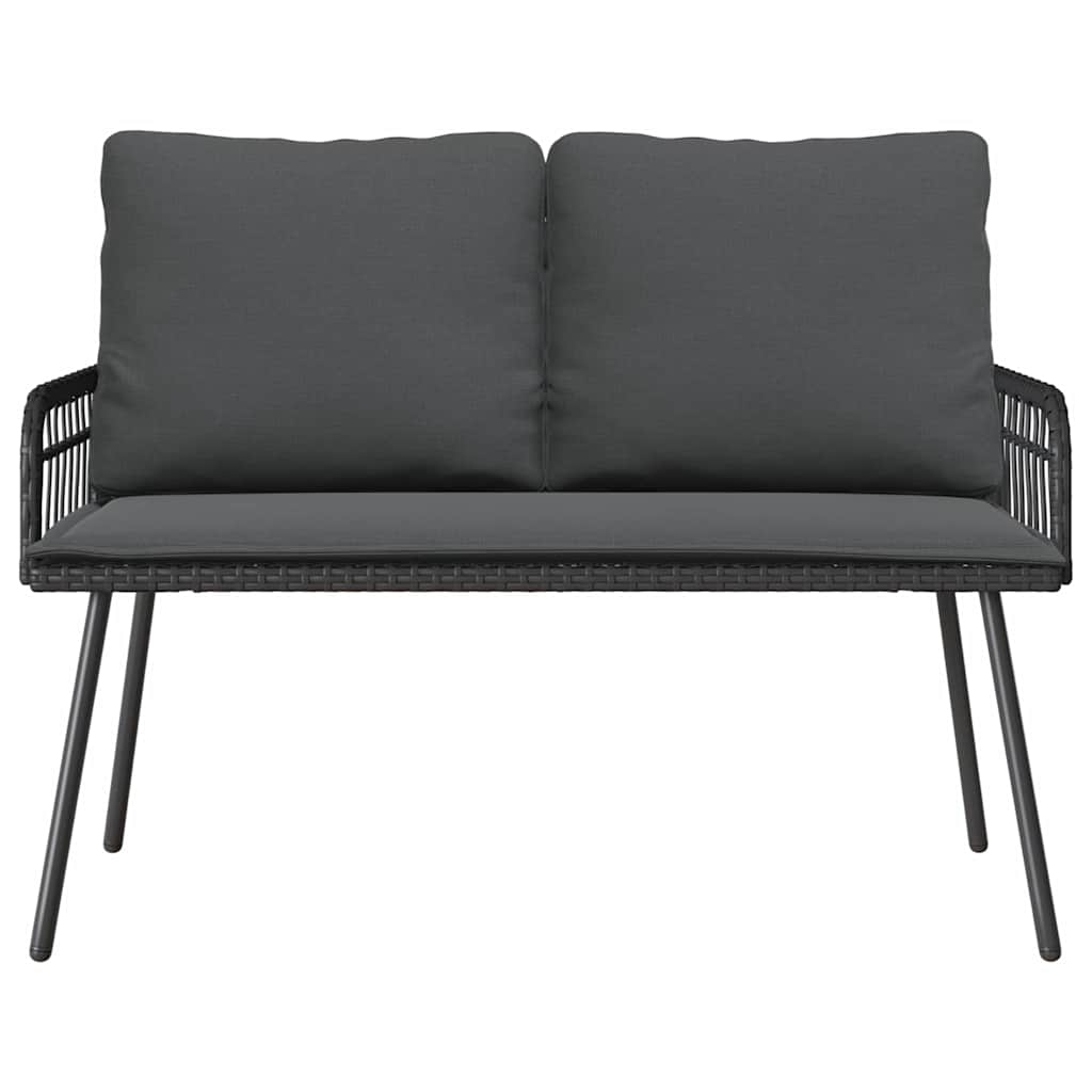 Set da Pranzo per Giardino 2 pcs Nero polyrattan - immagine 7