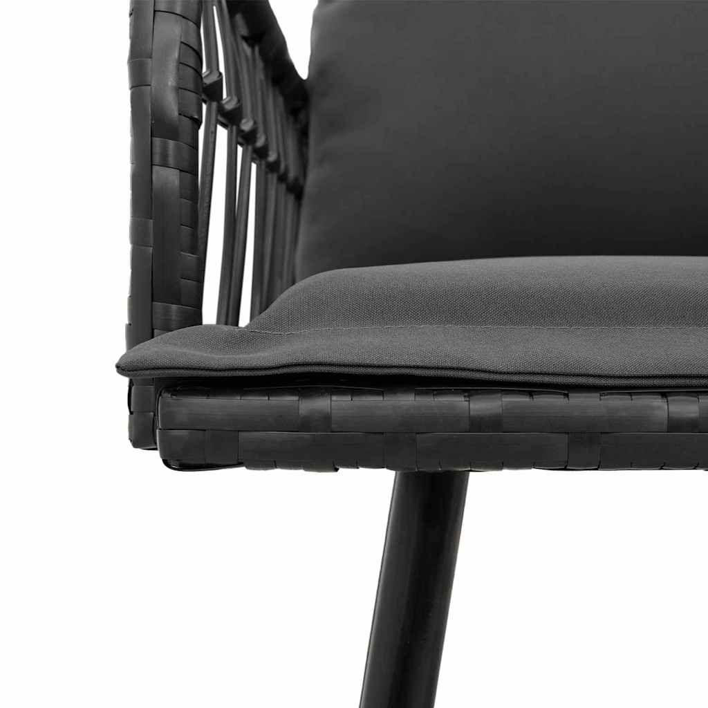 Set da Pranzo per Giardino 2 pcs Nero polyrattan - immagine 9