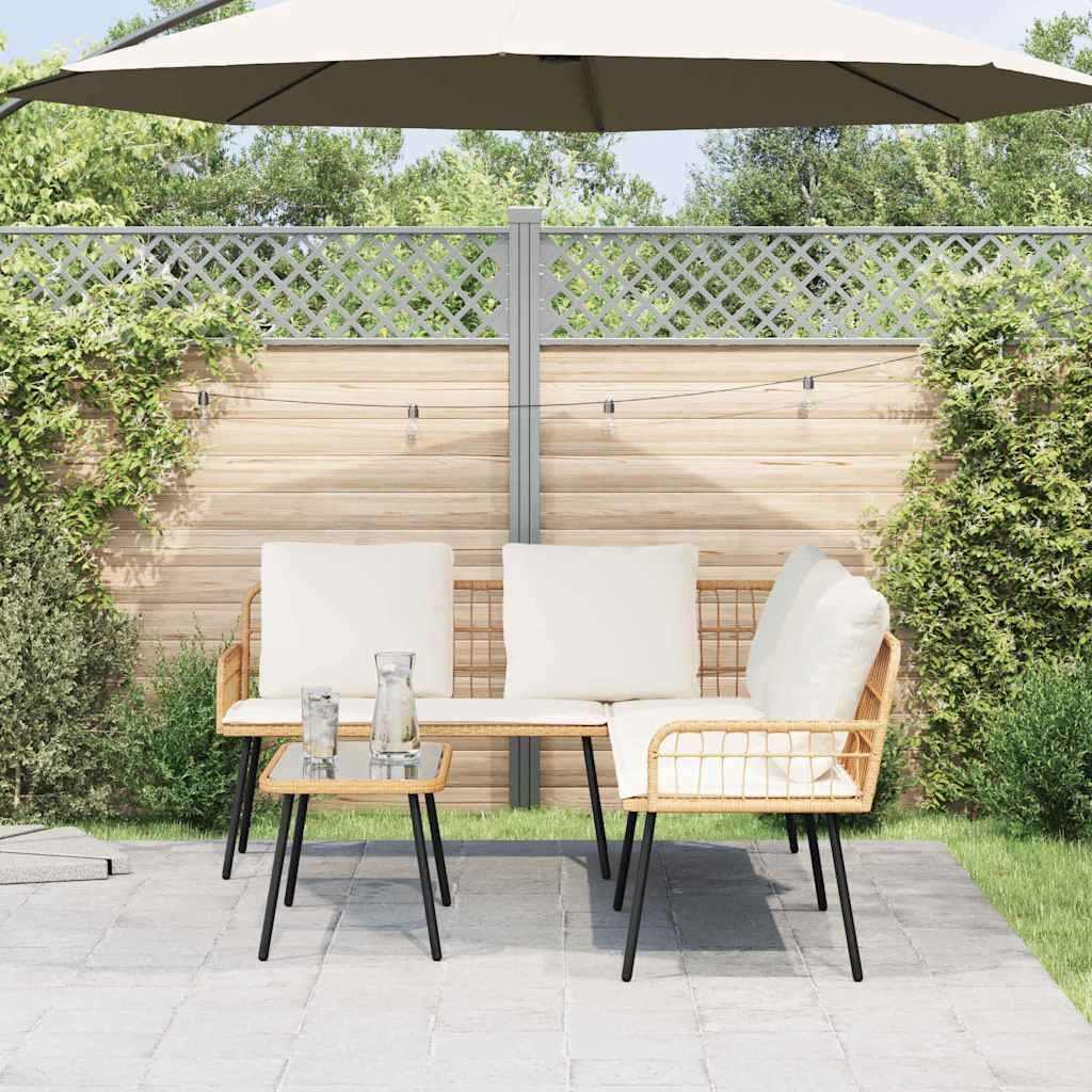 Set Divano da Giardino 2 pcs Naturale polyrattan