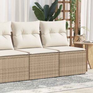 Set Divano da Giardino 2 pz con Cuscini Beige Polyrattan Acacia
