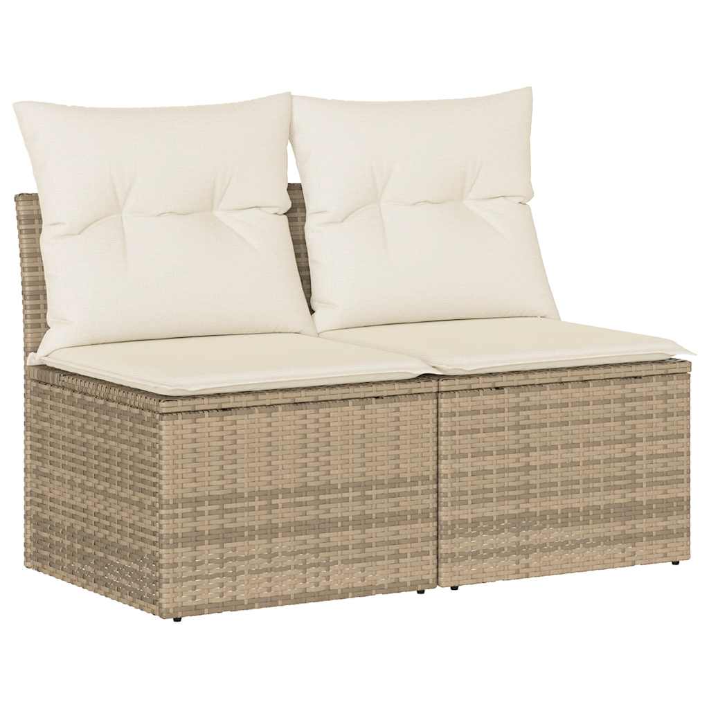 Set Divano da Giardino 2 pz con Cuscini Beige Polyrattan Acacia - immagine 2