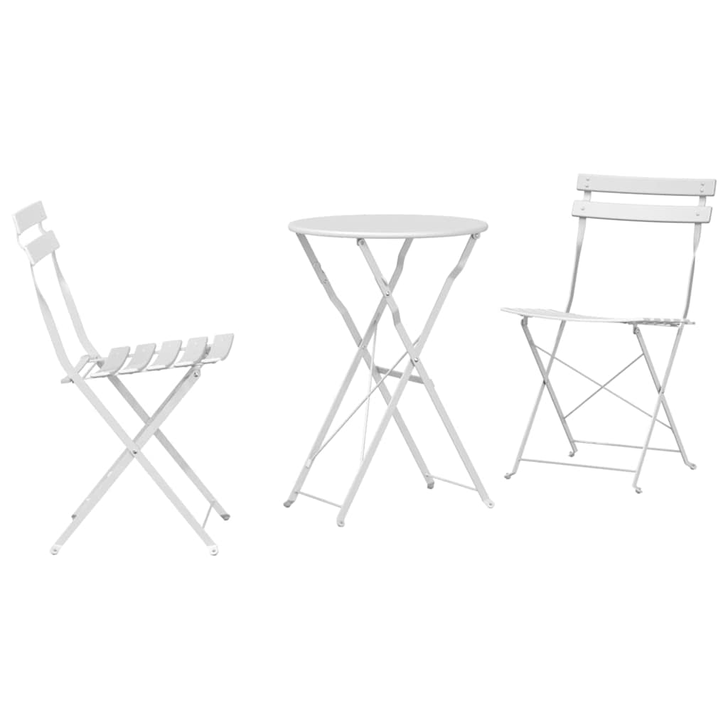 Set Bistro Pieghevole 3 pcs Bianco Acciaio - immagine 2