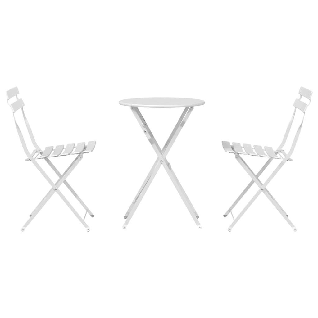 Set Bistro Pieghevole 3 pcs Bianco Acciaio - immagine 7