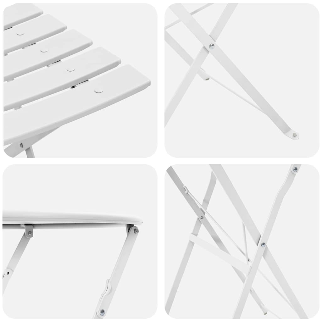 Set Bistro Pieghevole 3 pcs Bianco Acciaio - immagine 8