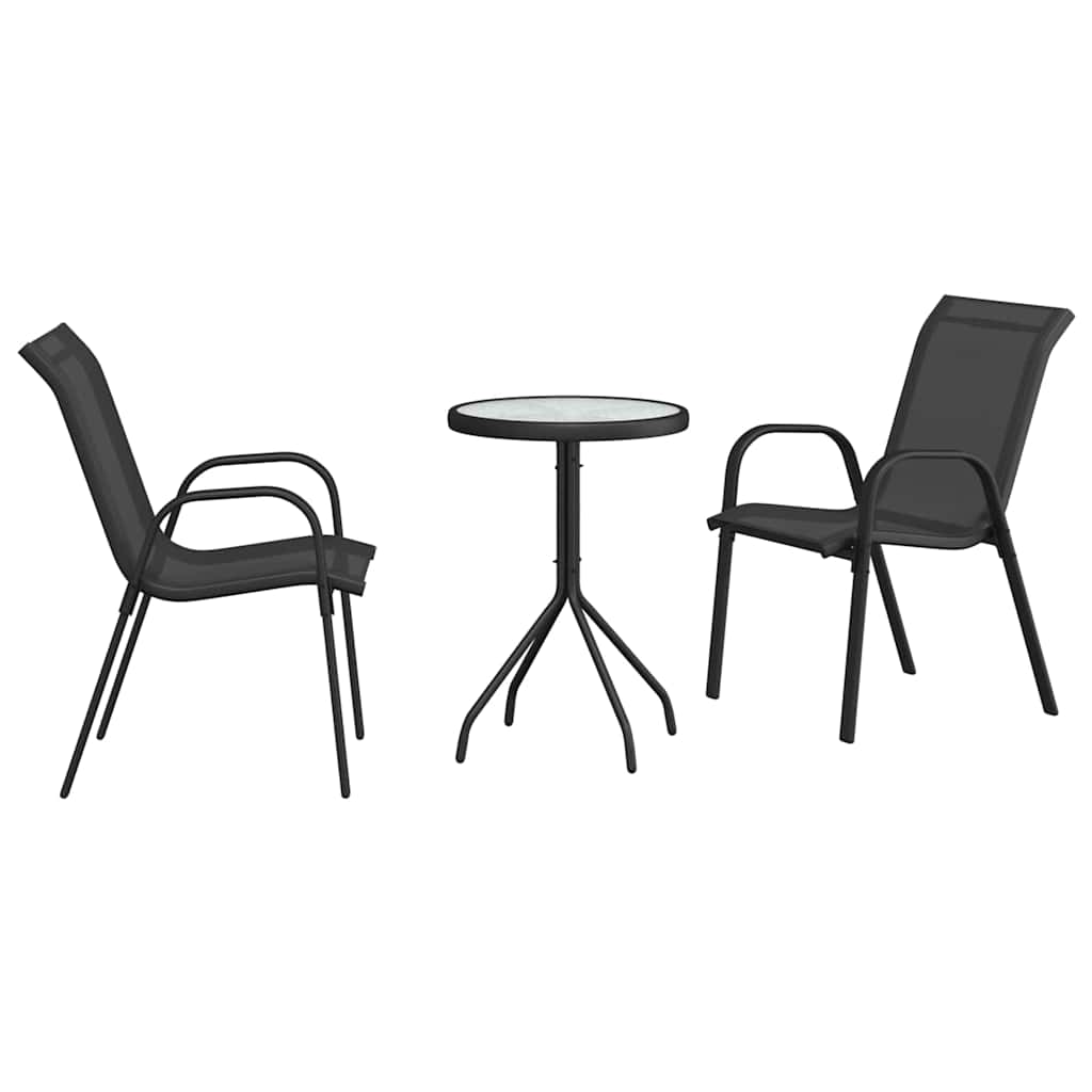 Set Bistro da Giardino 3 pcs Nero Acciaio - immagine 2