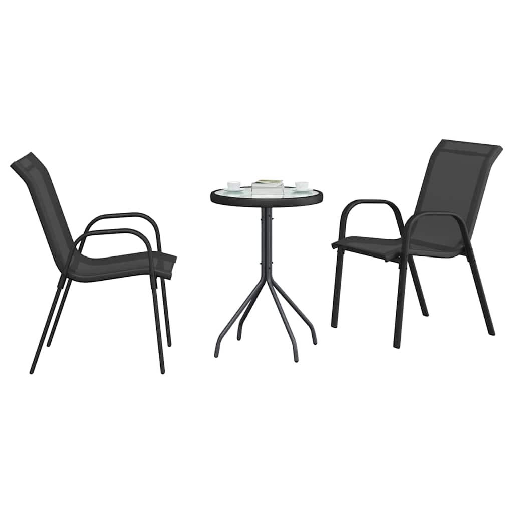Set Bistro da Giardino 3 pcs Nero Acciaio - immagine 3