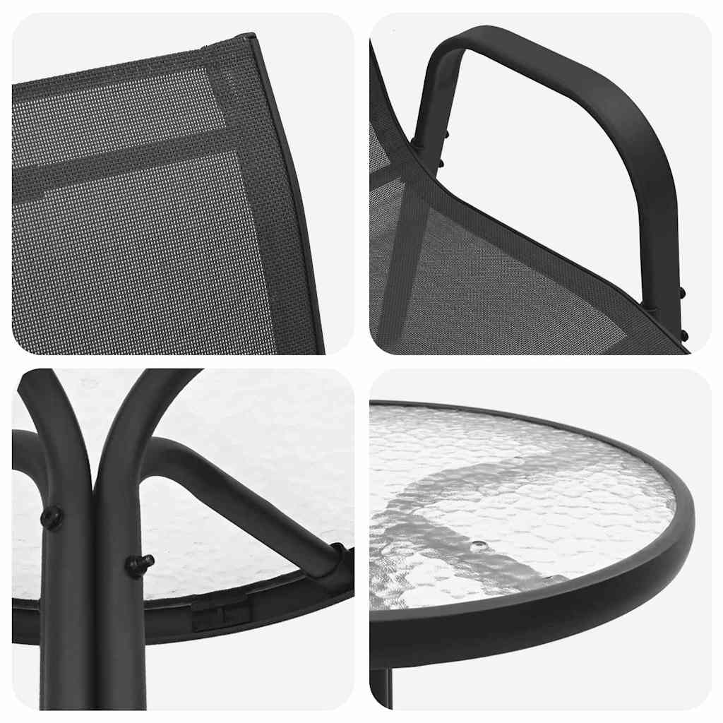 Set Bistro da Giardino 3 pcs Nero Acciaio - immagine 9