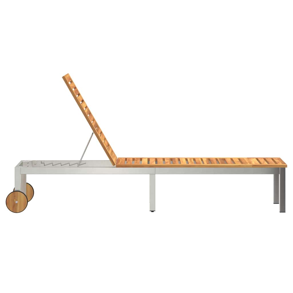 Lettino da sole 1-persona Marrone Legno massello di acacia - immagine 6