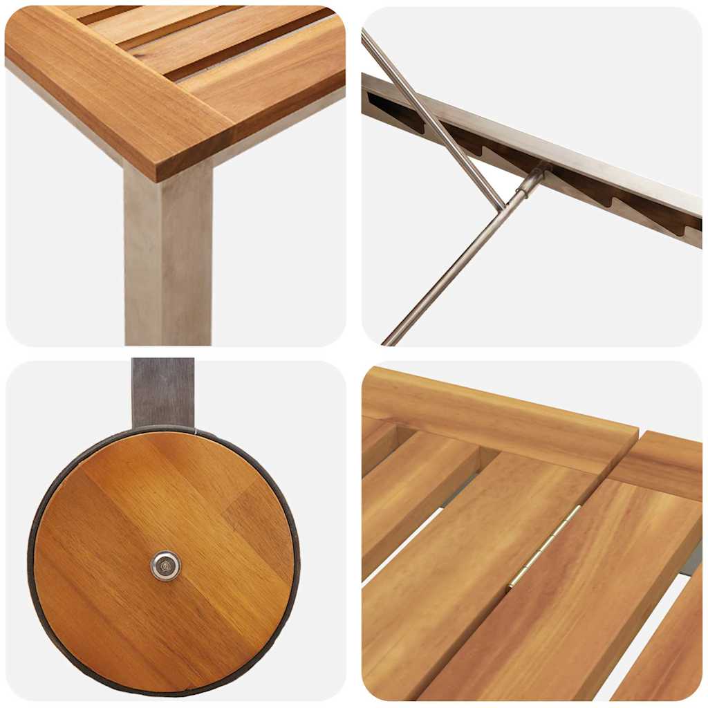 Lettino da sole 1-persona Marrone Legno massello di acacia - immagine 8