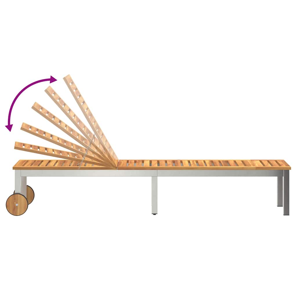 Lettino da sole 1-persona Marrone Legno massello di acacia - immagine 9