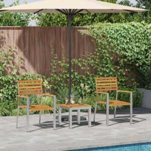 Set da Pranzo per Giardino 3 pcs Legno di Acacia Massello