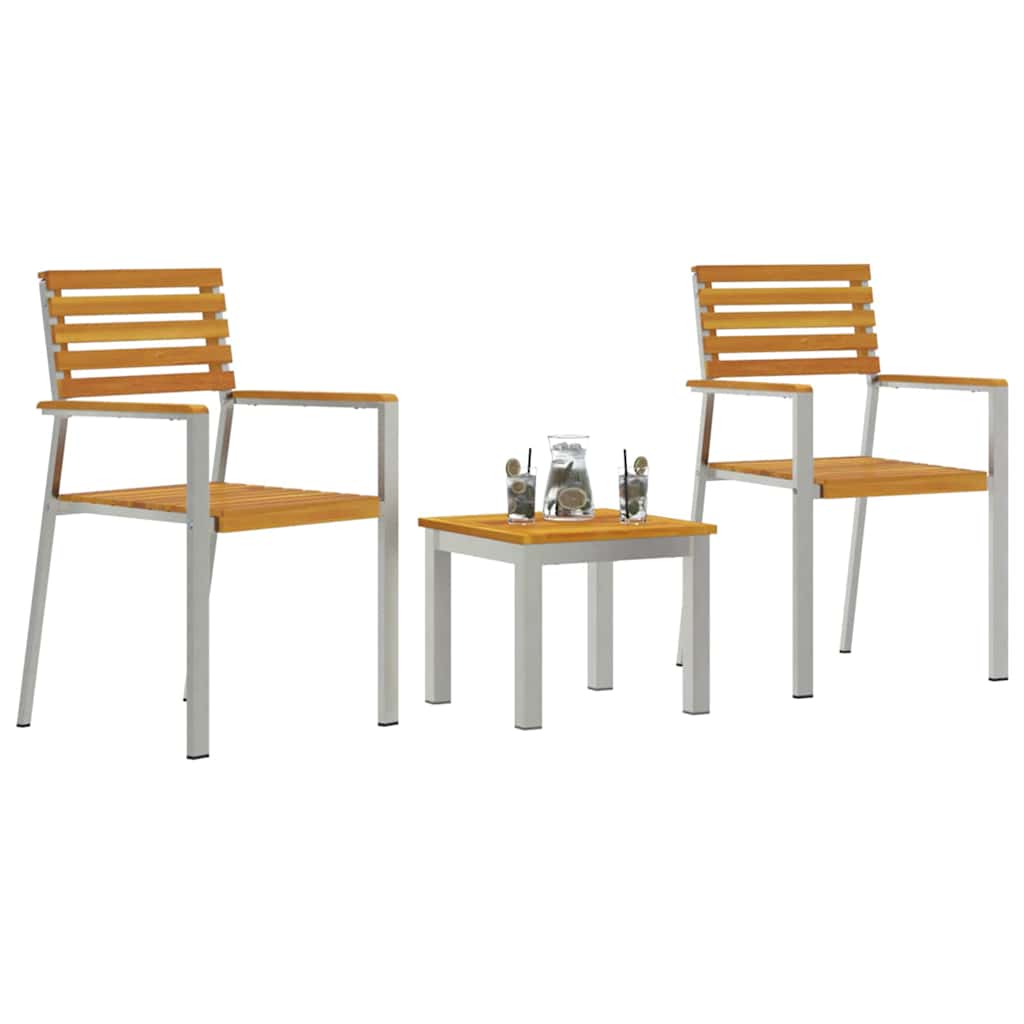 Set da Pranzo per Giardino 3 pcs Legno di Acacia Massello - immagine 3