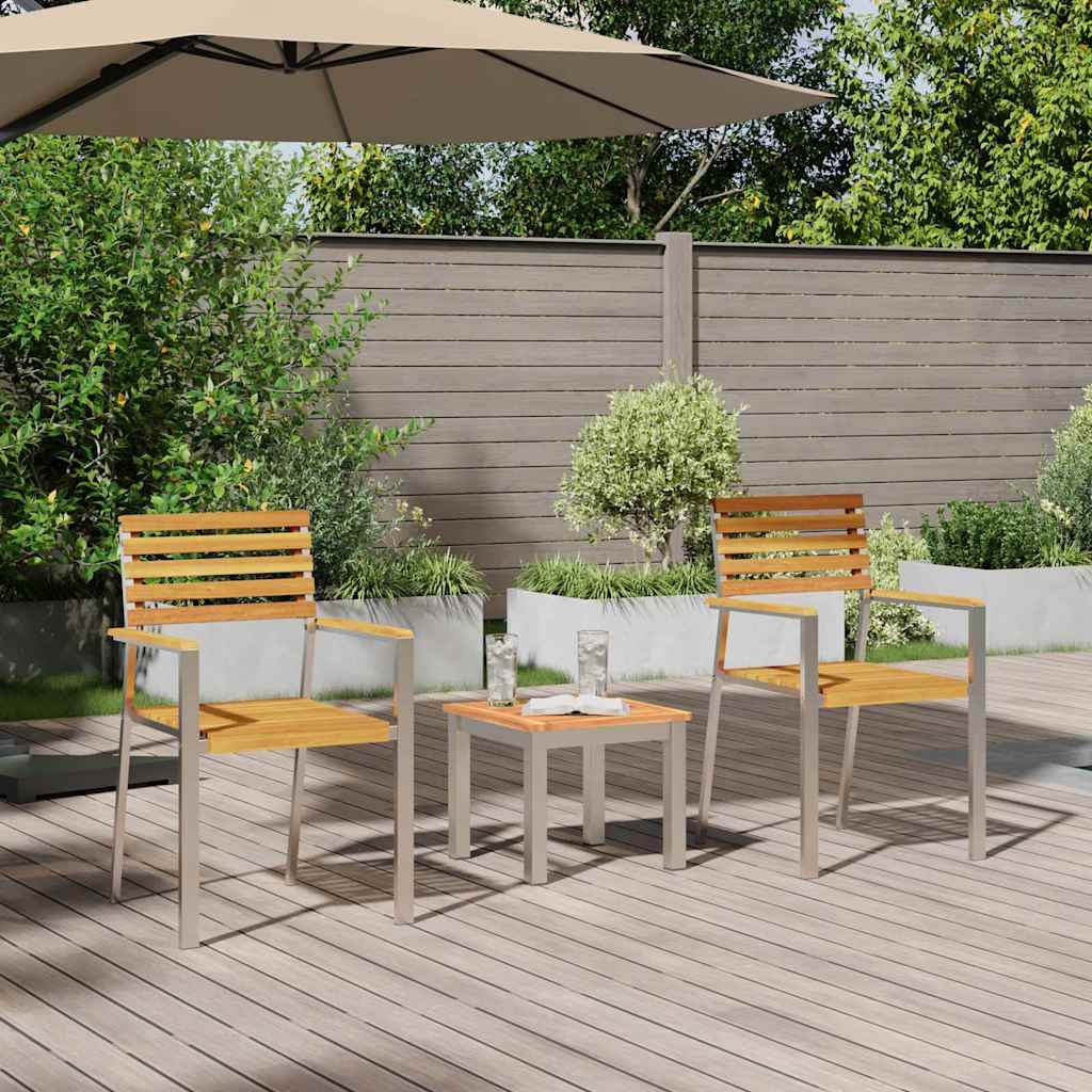 Set da Pranzo per Giardino 3 pcs Legno di Acacia Massello - immagine 4