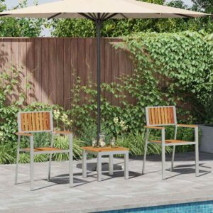 Setdapranzodagiardino con cuscino 3 pcs Marrone Acacia massello