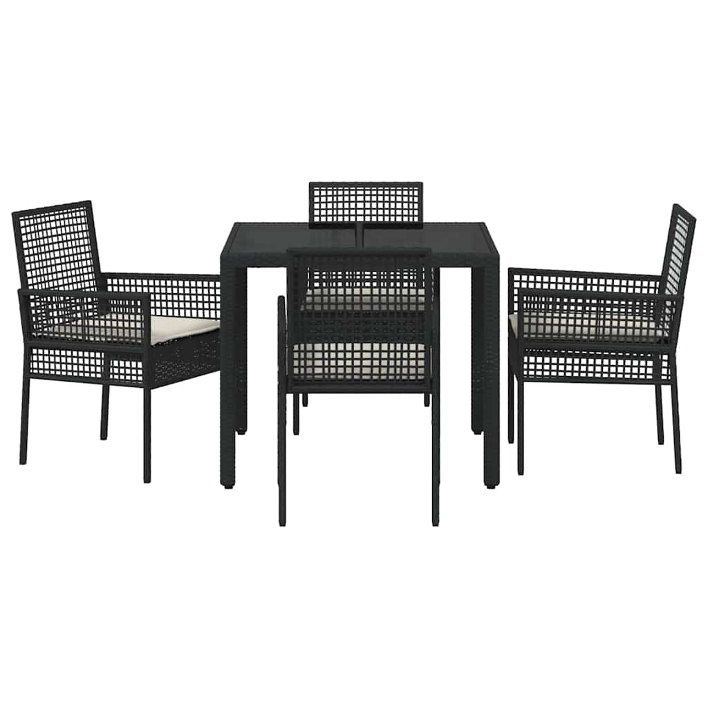 Set da Pranzo per Giardino 5 pcs Nero Poly Rattan - immagine 7